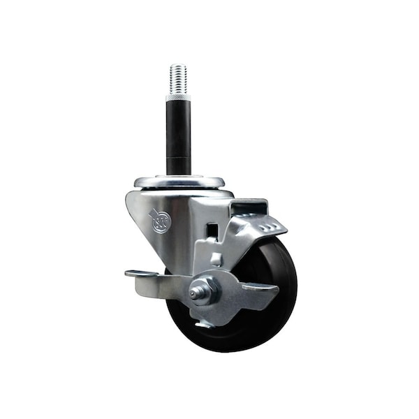 3'' Hard Rubber Swivel 3/4'' Expanding Stem Caster with Brake